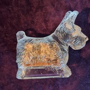 Vintage Federal Glass Scottie dog WITH original candies and waxed paper seal.